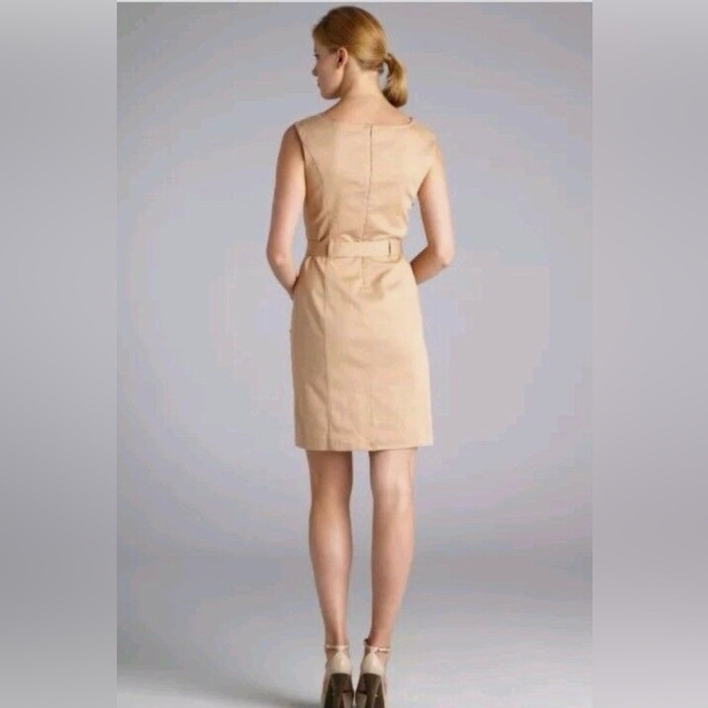 Ellen Tracy Khaki Pencil Belted Sleeveless Work Dress Women’s Size 16 - Picture 2 of 16